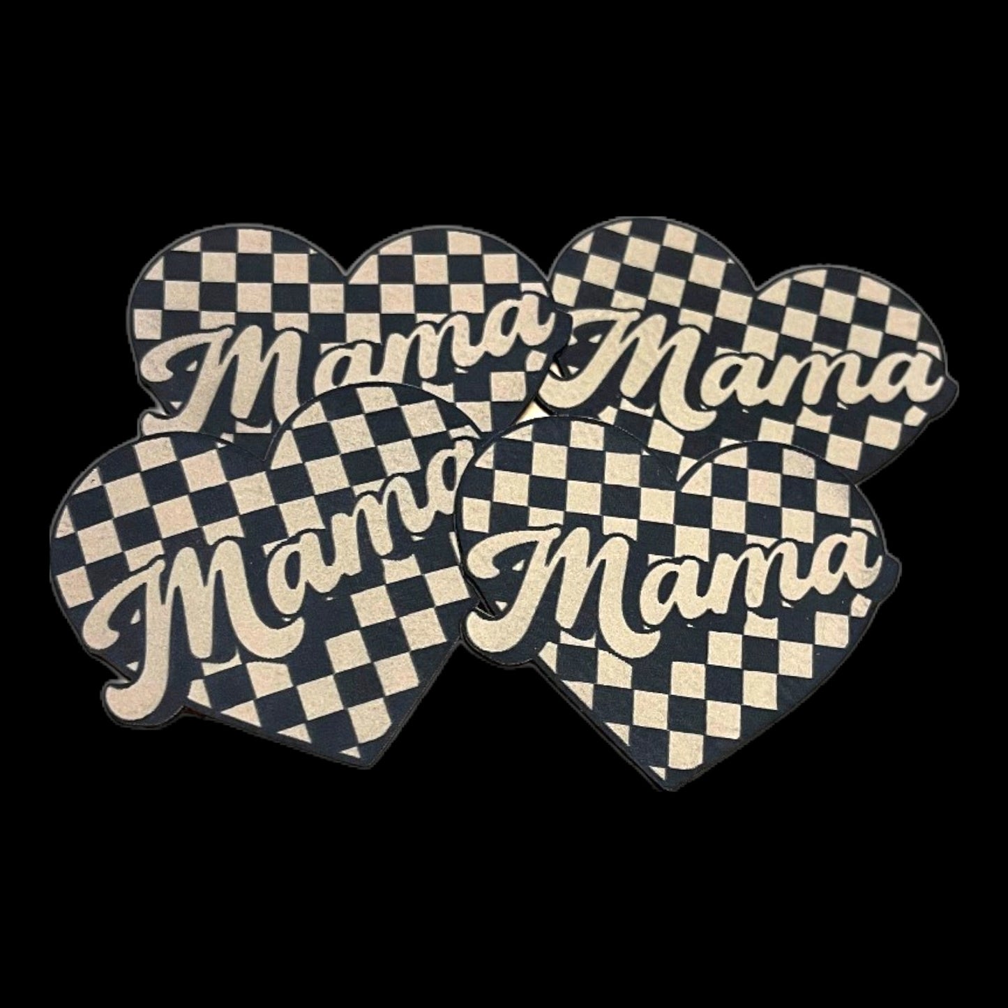 Motto- Checkered heart mama- Beige