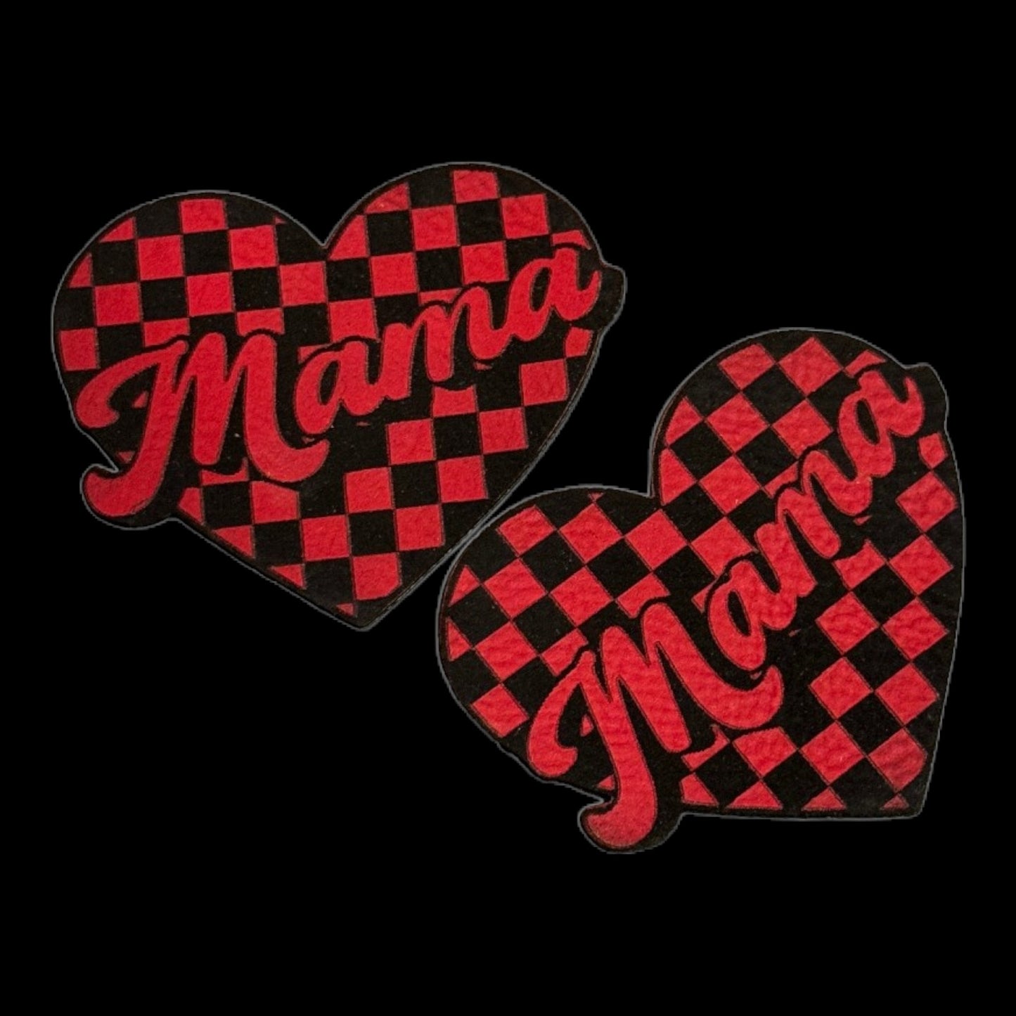 Motto- Checkered Heart Mama- Red